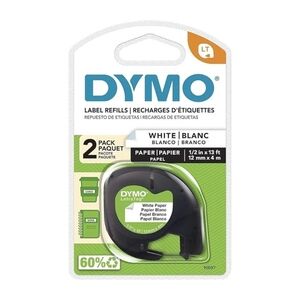 Dymo Self Adhesive White Paper Labeling Tape for LetraTag 2 pk